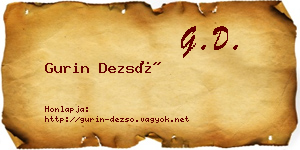 Gurin Dezső névjegykártya